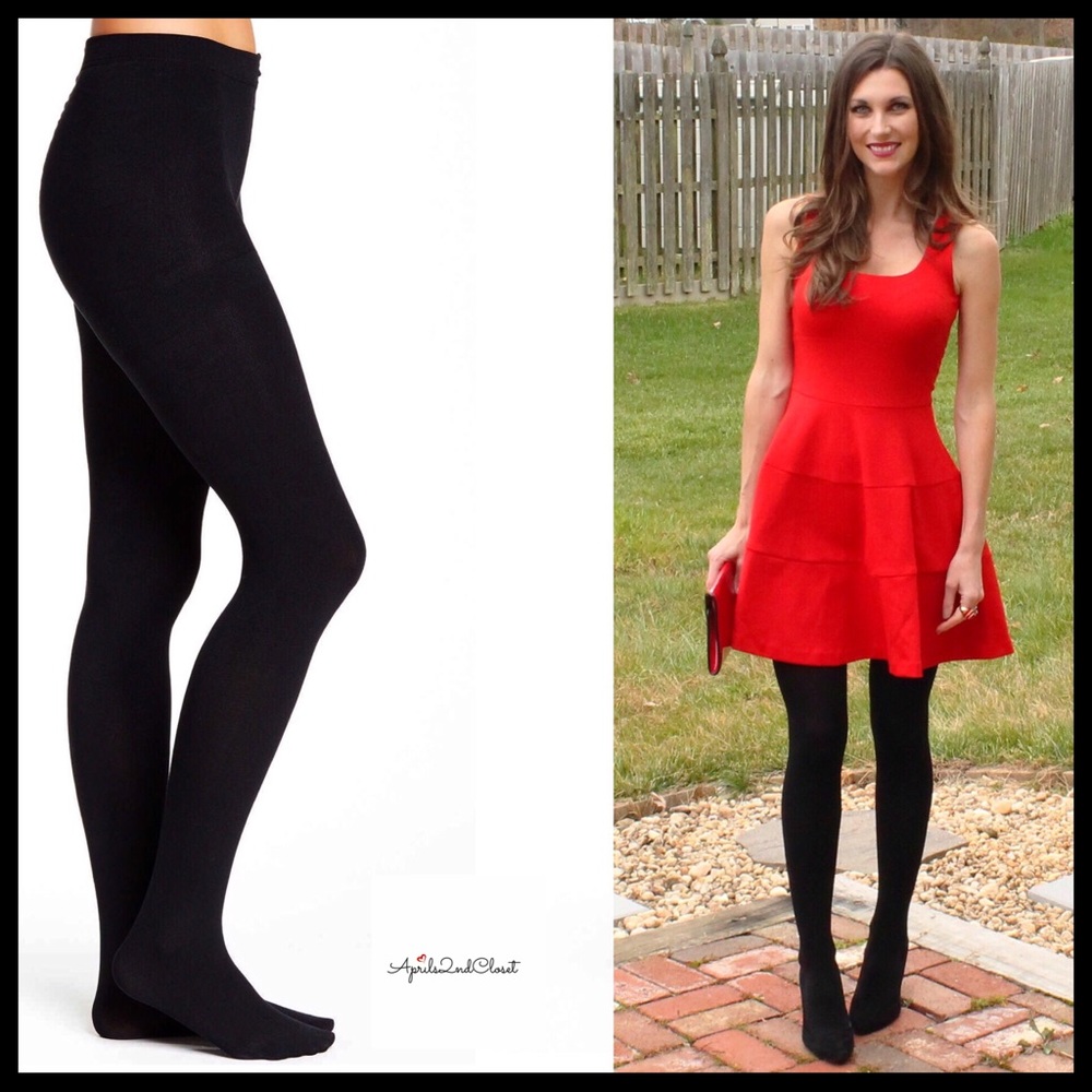 BLACK FLEECE LINED TIGHTS - Picture 1 of 7